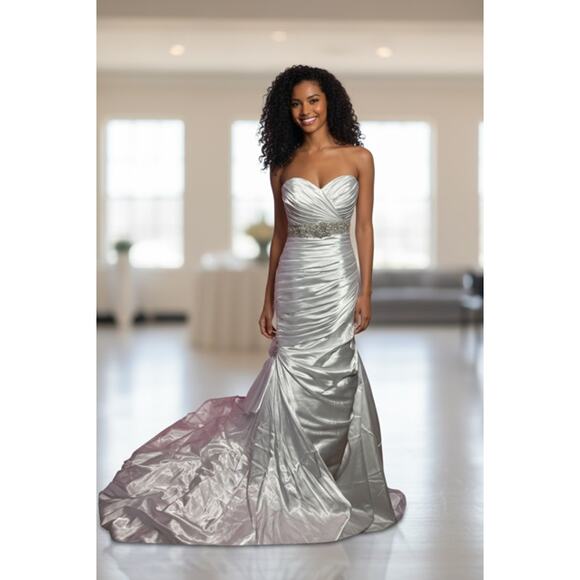 Fabulous Formals Dresses & Skirts - Fabulous Formals Satin Wedding Dress with Belt Size 8 NWT